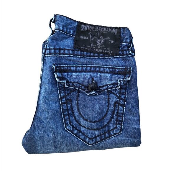Vintage True Religion Jeans Size 32 BILLY SUPER T Blue - Picture 1 of 9